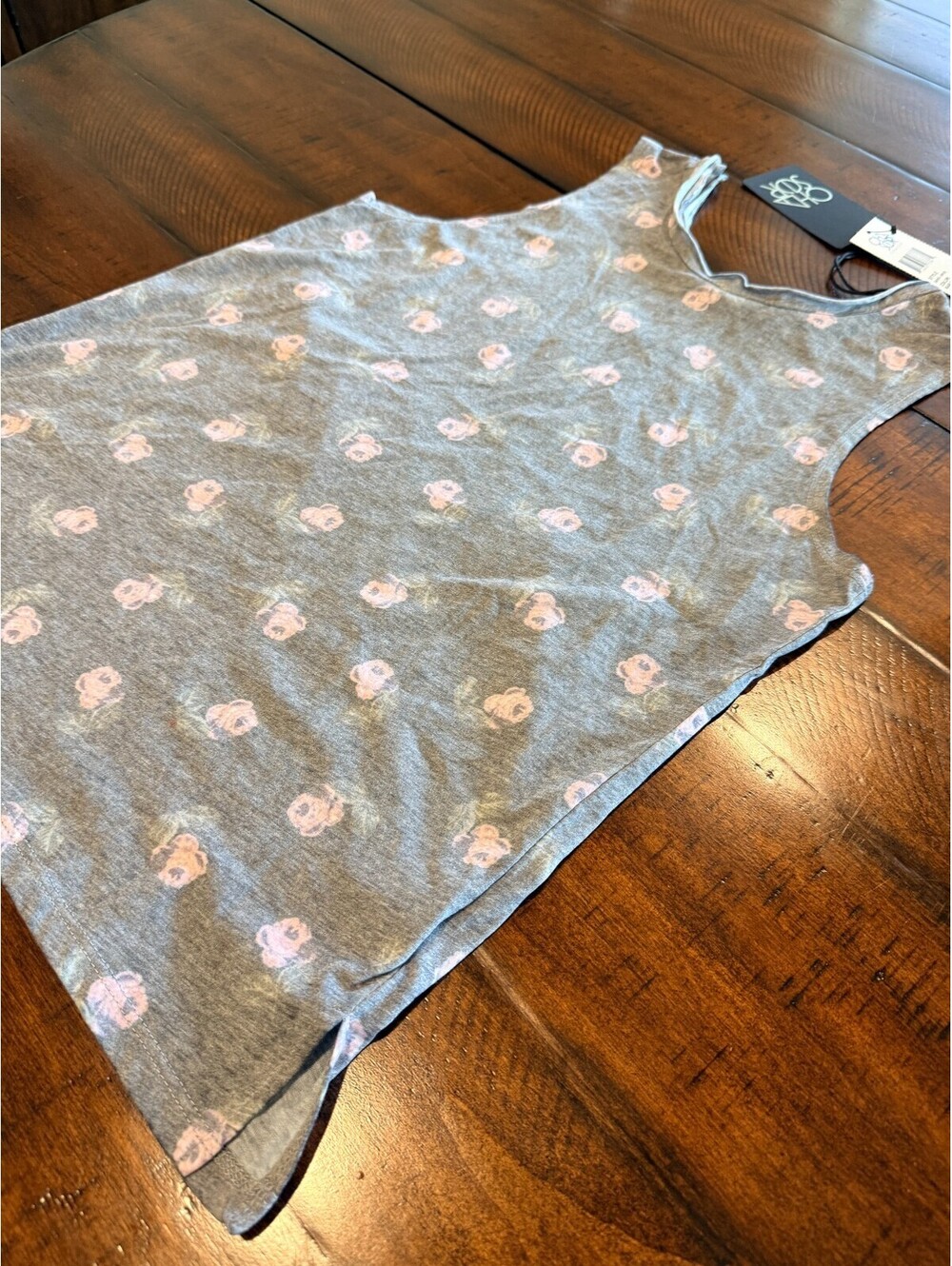 Chaser Black Vintage Floral Tank Top Pink Roses NWT Women's Size S